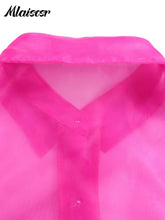 Mlaiscsr African Party Women Elegant Strap Mini Dress and Single Breasted Mesh Shirts Dress 2 Pieces Sets Beach Summer Vestidos