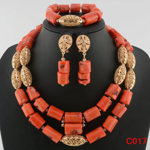 Latest Coral Jewelry Sets Nigerian Dubai Orange Necklace Sets of Beads African Bridal Jewelry Sets
