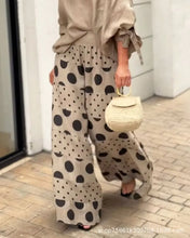 New Casual Set Fashion High Street Outfits Casual Diagonal Neck Hollow Nine-quarter Top Loose Polka Dot Printed Leg Pants Suit