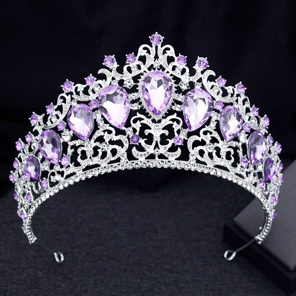 Baroque 3pcs/set Bridal Wedding Crown Princess Queen Water Drop Crystal Big Tiaras and Necklace Earrings Costume Jewelry Sets