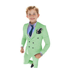 Double Breasted Plaid Formal Suits for Boys 3-16 Years Old Children 2 Pieces Classic Tuxedos Checked Wedding Suits Sets