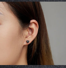 WOSTU Classic 100% 925 Sterling Silver Devil Heart Ear Studs Earrings Exquisite Black Zircon Earrings Fine Anniversary Jewelry