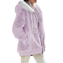 Women's Winter Fashionable Hooded Fleece Solid Color Jacket