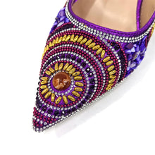 Spot Goods Elegant Streamlined Pointed Toe Women's Shoes Matching Flower Basket Handbag Party Women's Shoes And Bag Set