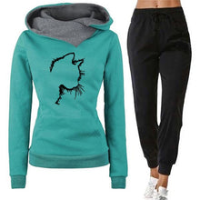 Womens Print Hooded Jogging Pants Sets