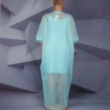 African Modern design blue mesh embroidered deep V-neck plus size skirt with inner skirt African-American women's dress