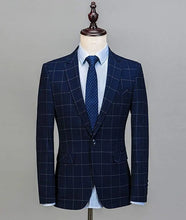 Men's Checked Three Pieces Tuxedos Formal Leisure One Button Notch Lapel Suit  Groom Business Tuxedos men suits wedding prom sui
