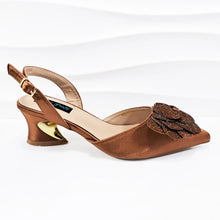 QSGFC Evening Shoes And Bags Set With Full Diamond Handmade Petal Clutches Pointed Toe Mid-Heel Women Shoes