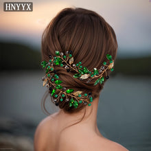 HNYYX Bridal Wedding Hair Accessories Red Rhinestone Headpieces Leaf Shaped Hair Vine Ladies Girls Holiday Tiara Gift A225