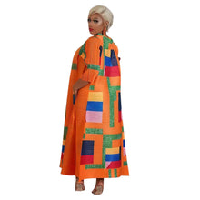 2023 Fashion African 3/4 Sleeve Polyester Plus Size O-Neck Pleated Long Dress Dashiki African Clothes African Dresses for Women