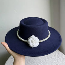 French Style Fedora Hat for Women 10CM Wide Brim Flat Top Felt Hat Winter Autumn Derby Wedding Jazz Hats