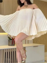 Women's Sexy One Shoulder Pleated Chiffon Long Sleeve Shorts 2 Piece Fashion Loose Shawl Sleeves Elegant Female Beach Shorts Set