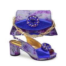 Italian Shoes and Bags Matching Set Decorated with Rhinestone Nigerian Heel Party for Women African Wedding Shoes with Bag