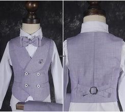 Newborn Baby Kids1 Year Birthday Suit Flower Boys Formal Purple Wedding Suit Children Photograph Dress Performance Show Costume