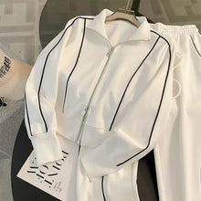 Sports Suit for Women, Autumn Fashion, Casual, Age Reducing, Western-style Zipper Sweatshirt, Wide Leg Pants Two-piece Set pants