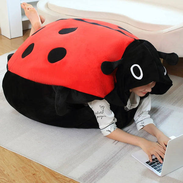 Giant Creative Beetle Plush Pillow Huge Size Ladybug Clothes Cosplay Insect Shell Toys Stuffed Soft Big Cushion Kids Xmas Gifts