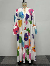 Floral Print Long Sleeve Shirt Dress for Women Spring Autumn Button-up Straight Loose Oversized Casual Long Dresses Vestidos