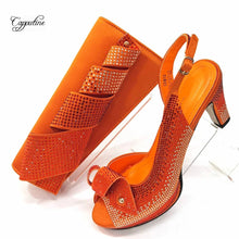 Coffee Women Shoes And Bag Set  African Ladies High Heel Sandals Match With Handbag Pumps Clutch Nigerian Sandales Femmes CR813