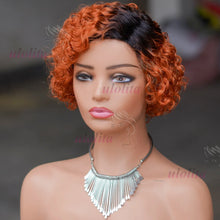 Ombre Blonde T1B27Pixie Cut Short Curly Bob Side Part Non Lace Front 100% Brazilian Human Hair Wigs