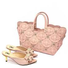 2022 Rivet Style  Women Shoes and Bag to Match in Color matching High Quality Nigerian Design Matching Shoes and Bag