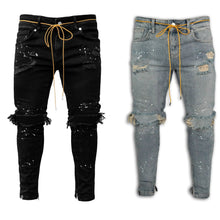 New 2025 Ripped Hole Jeans for Men Hip Hop Cargo Pant Distressed Denim Jeans Skinny Men Clothing Full Length Slim Trousers Male