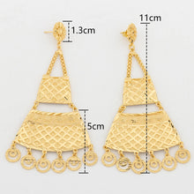 18K Gold Plated Luxury Drop Earring For Wedding African Party Banquet Jewelry Gift Dubai Big Copper Tassel Earrings Daily Wear