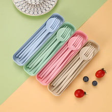 Tableware Spoon Fork Chopsticks Knife Cutlery with Box for Children Adult Travel Portable Wheat Straw Tableware