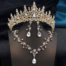 Opal Green Tiaras and earrings necklace Set for Women Bridal Jewelry Sets Wedding Dress Crown Bride Prom Costume Accessories