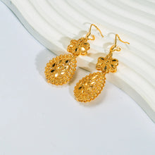 9999 24K real gold Bridal Necklace Earrings two-piece India Dubai Jewelry drop shaped sarcopenia jewelry set