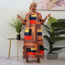 2023 Fashion African 3/4 Sleeve Polyester Plus Size O-Neck Pleated Long Dress Dashiki African Clothes African Dresses for Women