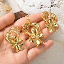 2pcs Set Copper Necklace Ear Stud Dubai Wedding Bride Hollow Pendant Necklace Earrings Women Party Jewelry Accessory Gifts