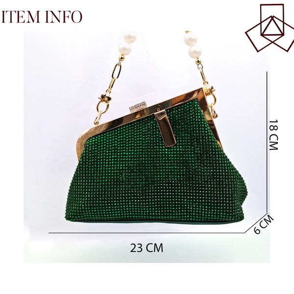 New Arrival Fashion Elegant Green Color Ladies Shoulder Bag for Party Or Commuting Large Capacity Ladies Bag and High Heels
