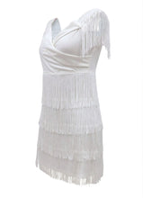 Summer Sexy One Line Shoulder Fringe Sheath Hip Women Dress Fashion Slim Fit Off The Shoulder White Nightclub Female Mini Dress