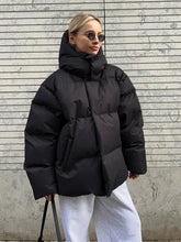 Women's Winter Cotton Loose Puffer Padded Solid Parkas Coat Female