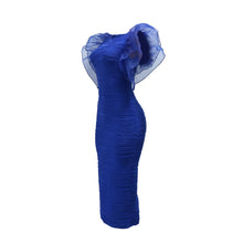 CM.YAYA Women Ruffles Short Sleeve O-neck Striped Knee Length Dress Street Vestidos Sexy Night Club Party Evening Chic Dresses