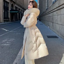 Women's Winter Warm White Duck Down High Quality Natural Fur Collar Jacket
