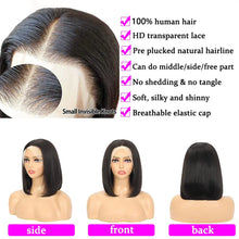Short Bob Bone Straight 13X4 Lace Frontal Wigs 200 Density Brazilian Remy Preplucked Bob Lace Front Wig Human Hair For Women