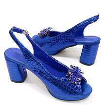 2025 Fashion Open Toe Women Strange Heels Bigger Size Fashion Rhinestone Decoration Purple Shoes And Bag Set Party Bag