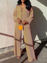 QFAF Fashion Pleated Women's Set Long Sleeve Oversized Shirt and Wide Leg Pants 2023 Elegant Tracksuit Two 2 Piece Set Outfits