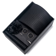 Top Grade Fashion 8 cm Wide Tie Sets Blue Stripe Men's Gravata Handkerchief Cufflink Box Fit Group Workplace Wedding Tie