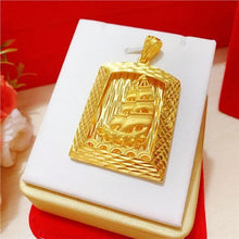 9999 24K Real Gold Smooth Sailing Necklace Pendant Hollowed Out Car Flower Bamboo Chain Domineering Men's Chain Gold Necklace