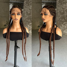 Synthetic Lace Front Wig Braided Wigs With Baby Hair 32 Inches 4 Twist Cornrow Braids Cosplay DIY Wig Synthetic Crochet Braids