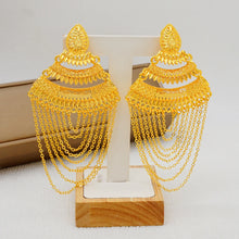 Luxury African Gold Color Tassel Drop Dangle Earring For Wedding Party Jewelry Dubai Arabic Indian Copper Long Hanging Earrings