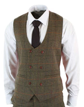 Men's Suit Plaid Two Button Jacket Vest&Pants