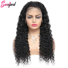 Swupod 200 Density 13x4 13x6 HD Transparent Swiss Deep Wave Lace Frontal Front Wig for Women Remy Human Hair Natural Black