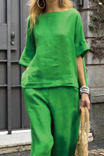 2025 Summer New Women's 2-piece Plus-size Cotton And Linen Shirt + High-waisted Pant Suit 2 Piece Sets Womens Outfits