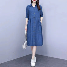 Oversized 5XL Single Breasted Denim Dress For women 2024 Summer New Short sleeved Shirt Denim Dresses Female Casual Clothes