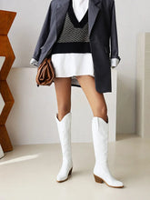 Pointed Toe Knight Boots for Women Brown PU Leather Knee High Boots Woman  Autumn Winter Western Cowboy Long Botas Mujer 2024