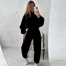Hoodies Suit Winter Autumn Solid Casual Tracksuit Women Fleece 2 Pieces Set Sports Sweatshirts Pullover Jogger Sweatpants Outfit