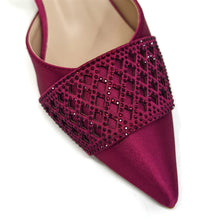 2025 New Elegant Nigerian Women’s Wine Colour Heeled Shoes and Rhinestone Handbag Set – Italian Design for Parties and Weddings